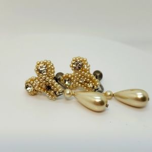 Vintage faux pearl screw back earrings